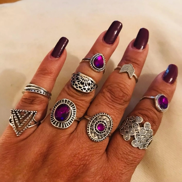 Size 7.5 - Purple Bohemian Ring - Picture 3 of 5